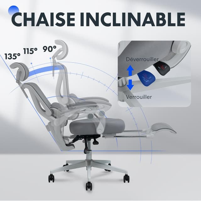 Thumbnail 5 de FLEXISPOT OC4 Chaise ergonomique Appui-tête 3D