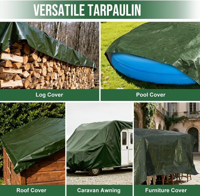 Thumbnail 5 de PVEGOS 130GSM Waterproof Tarpaulin 3m x 3m