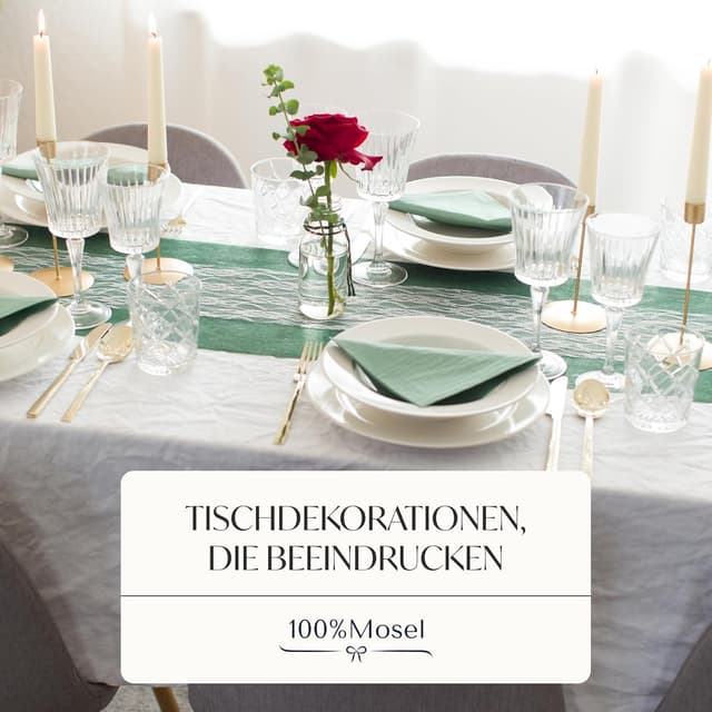 Thumbnail 2 de 100%Mosel Vlies Tischläufer Rainforest Grün 30 cm