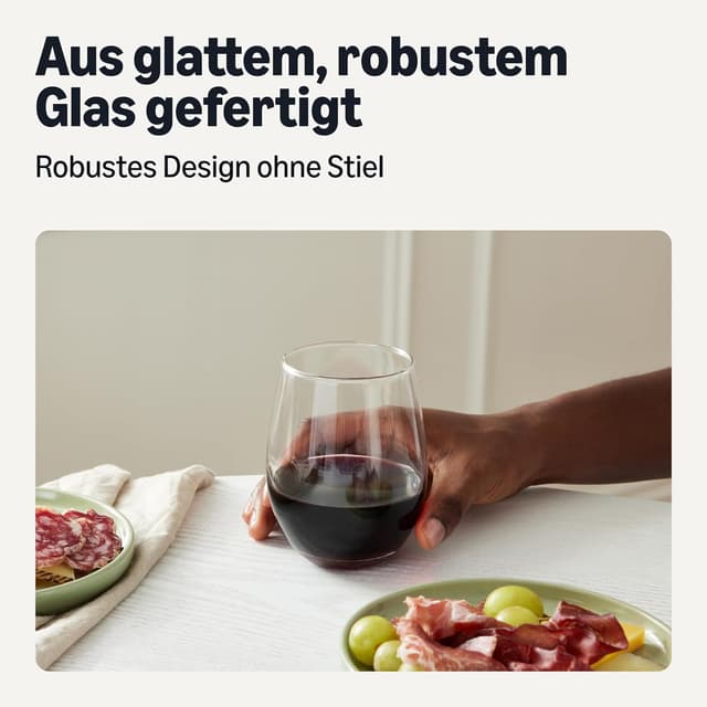 Thumbnail 2 de Amazon Basics Stiellose RotweinglĂ€ser 532,2 ml đ·