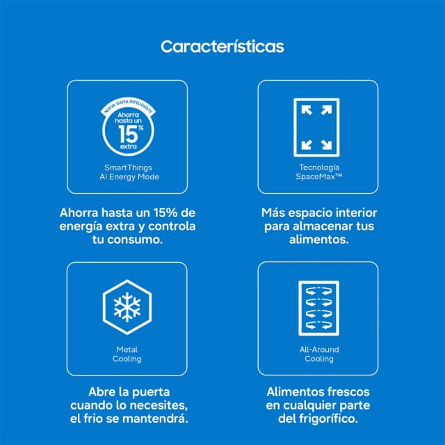 Detalle de Samsung RB38C705CWW/EF (Reacondicionado Grado B) frigorífico combi No Frost All Around Cooling Smart