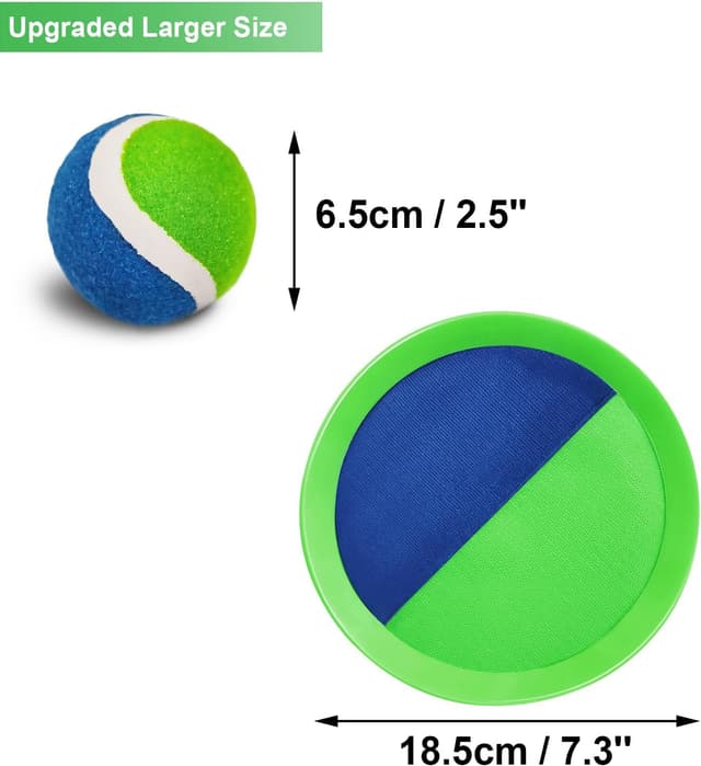 Detalle 2 de Jalunth Klettballspiel (Klettball Strandspielzeug) – Wurf- und Fangspiel mit Klett-Palette