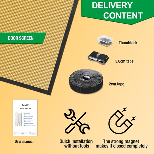 Thumbnail 6 de 4UMOR Zanzariera magnetica per porta 140x240 cm con chiusura automatica e rete traspirante