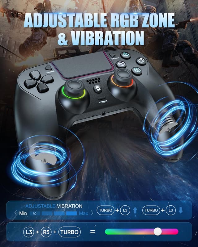 Thumbnail 6 de GUOC LED Wireless Controller for PS5 with Hall Effect Joystick, Back Macro Buttons, Dual Vibration, and RGB Lighting