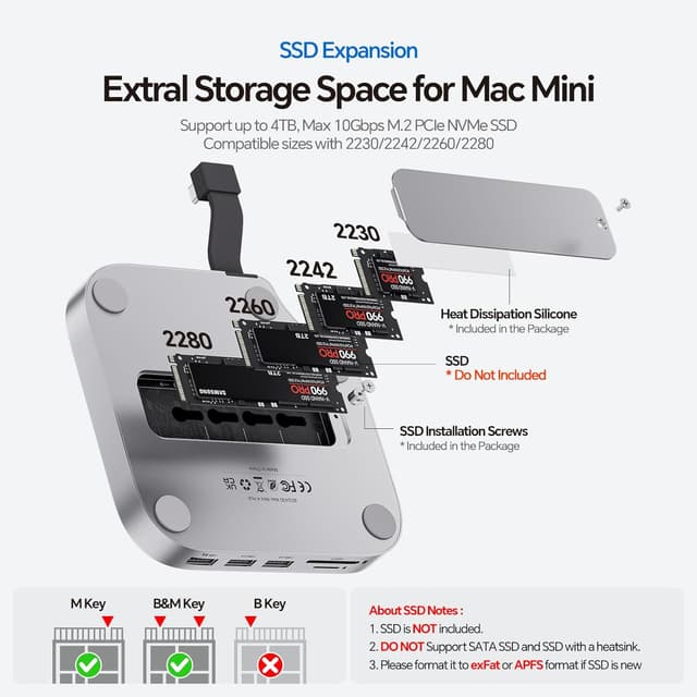 Thumbnail 3 de PULWTOP Mac Mini M4 Dock con 2 monitores