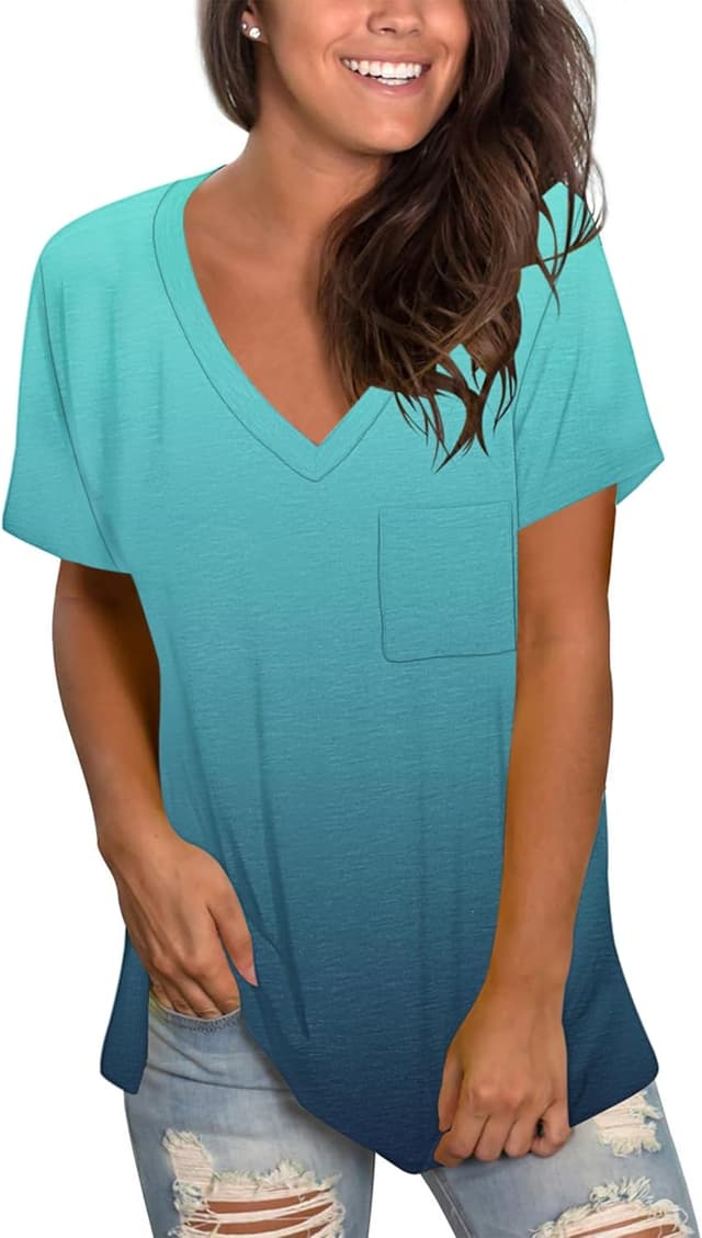 Detalle 2 de MOLERANI t-shirts pour femmes à col en V, manches courtes basiques (60% polyester, 5% élasthanne)