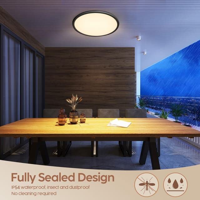 Detalle 2 de Aisutha LED Deckenleuchte 24W mit Fernbedienung, dimmbar und IP54