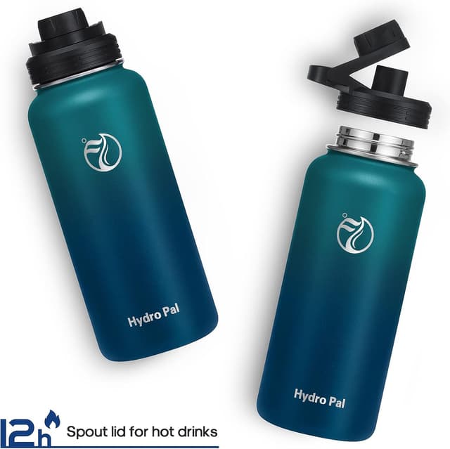 Detalle 2 de HydroPal vacuum insulated stainless steel water bottle (1.9L/1.2L/1L/750ml/500ml) with straw & spout lids