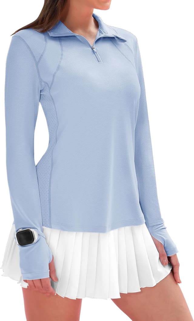 Detalle de IECCP Women’s Long Sleeve Golf Shirt (1/4 Zip) with UPF 50+ Sun Protection