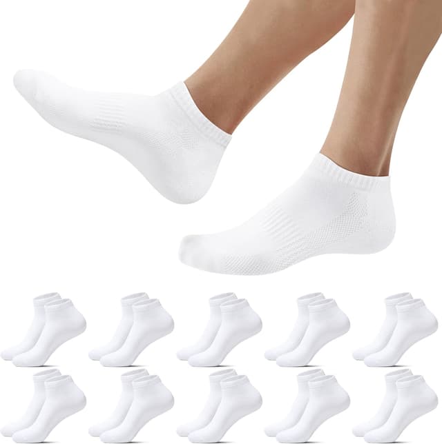 Detalle de Falechay 10 Paar Sneaker Socken für Herren & Damen – kurze atmungsaktive Baumwoll-Sportsocken (Unisex)