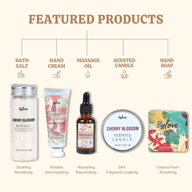 Thumbnail 2 de BFFLOVE Gift Set 5pc Cherry Blossom Spa Set