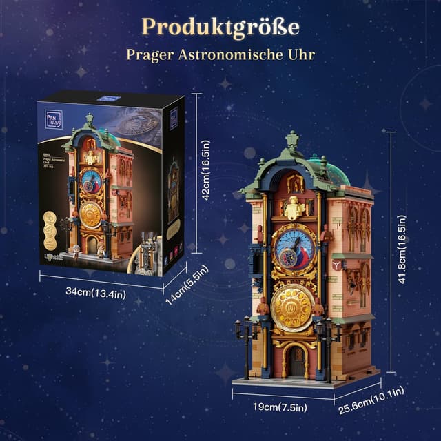 Thumbnail 6 de PANTASY Prager Astronomische Uhr Klemmbaustein-Set – gotischer Uhrturm mit beweglichen astronomischen Zifferblättern