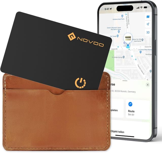 Detalle de NOVOO Smart Air Tag Traceur Carte Bluetooth – Wallet Tracker ultra-fin compatible Apple Localiser (iOS uniquement)