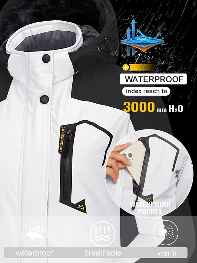 Detalle 2 de TACVASEN Women’s Waterproof Winter Jacket with Detachable Hood