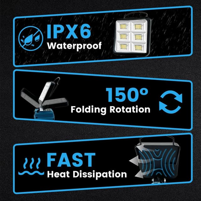 Detalle de Akku LED Arbeitsleuchte für Makita 18V (ohne Akku) 48W, 4.800 lm – mit USB-Anschluss