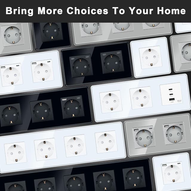 Detalle 2 de TAWOIA Schuko-Unterputz-Steckdose 3-fach (EU-Standard), 2,5D gebogene Glasplatte, grau