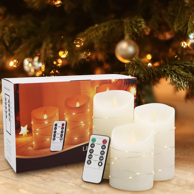 Detalle de YINUO LIGHT LED candles set, timer and remote