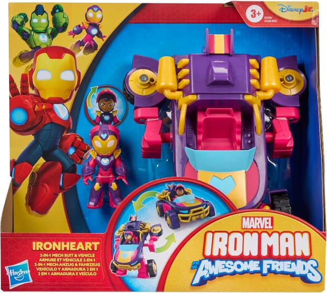 Detalle de Marvel Ironheart 2-in-1 Mech Suit & Vehicle Action Figure Set (Ironheart Mech-to-Vehicle Transforming Toy) — Ages 3+