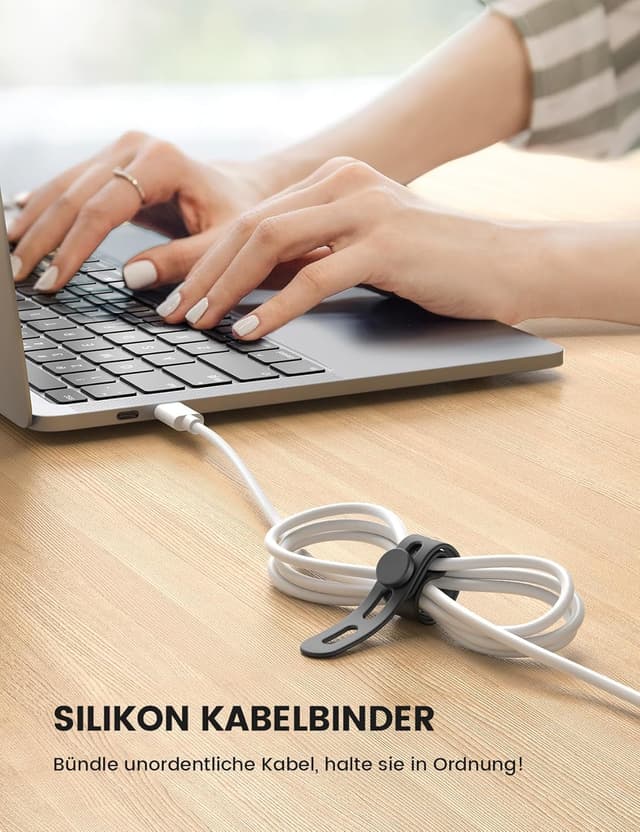 Detalle 2 de Lamicall 10er Silikon Kabelbinder 13 cm 🔌