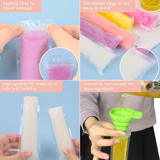 Thumbnail 3 de 100 Piezas Bolsas para Helados con Sujetadores y Embudo