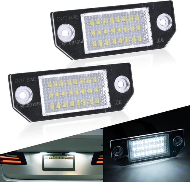 Detalle de URAQT luci LED per targa (2 pezzi) 12 V 6500 K, senza errori, per Ford Focus C-MAX I 2003-2007 e Focus MK2 2003-2008, nero