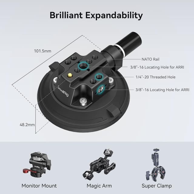 Detalle 2 de SMALLRIG 4 inch Suction Cup Camera Mount 4122 (car mount for cameras and smartphones up to 2kg)