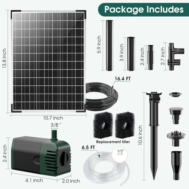 Detalle de Biling 20W Solar Water Fountain Pump (4 Nozzles) for Ponds, Gardens & Dog Paddling Pools