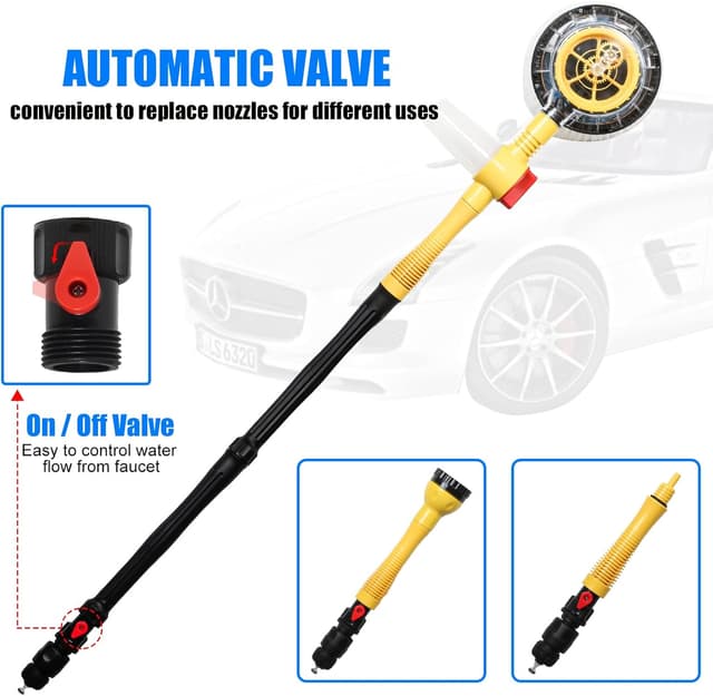 Detalle de FEMBW Rotating Car Wash Brush & Automatically Foams Car Wash Kit (long handle, hose attachment, pressure washer gun)