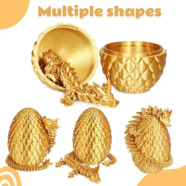 Detalle 2 de Olee Odee Drachenei 3D-gedruckte Fidget-Spielzeuge – Gold, mit Schnappverschluss