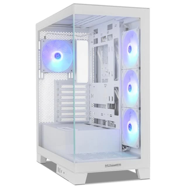 Detalle de NOX Hummer GLOCK Semitorre ATX ARGB Cristal Blanca