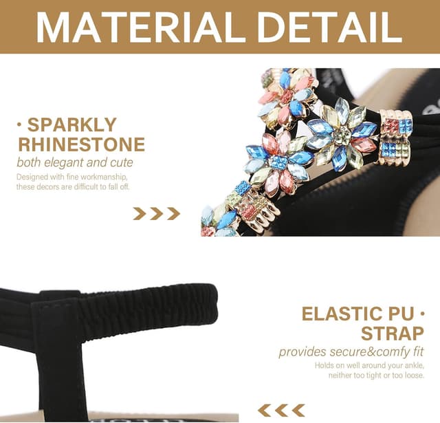 Detalle de FOGOIN Women’s Flip Flops Leather Toe Post Sandals with Elastic T-Strap & Non-Slip Rubber Outsole