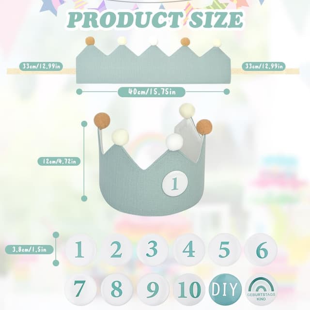 Detalle 2 de URAQT Birthday Crown for Kids