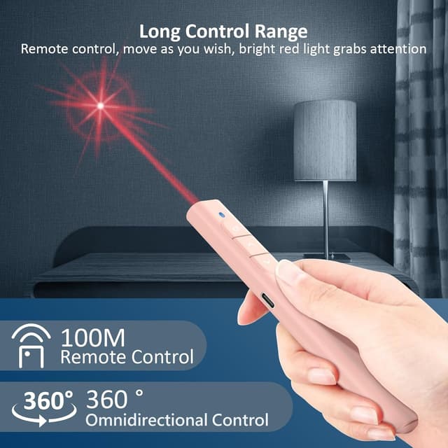 Detalle 2 de SunnyOcean Télécommande PowerPoint rechargeable 2.4GHz rose