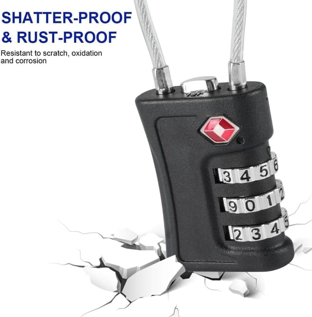 Detalle de Flintronic lot de 2 cadenas à code à 3 chiffres TSA avec câble 14 cm