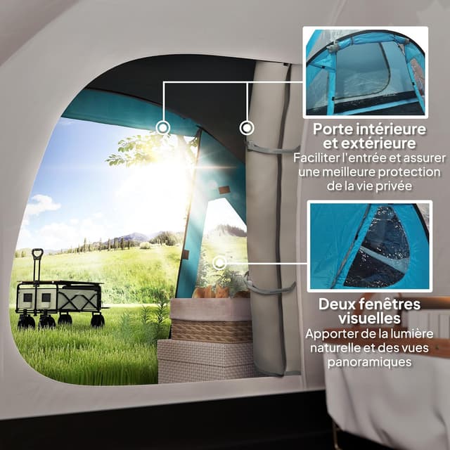Detalle de Outsunny Tente de camping 2-4 places, 3000 mm