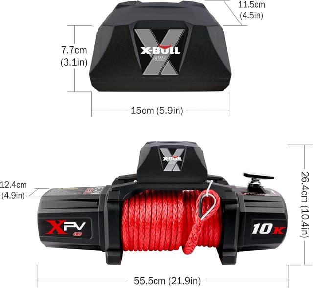 Detalle de X-BULL Winch 10000 lb Electric Winch Kit (12V) with IP67 Wireless Remote and Synthetic Rope