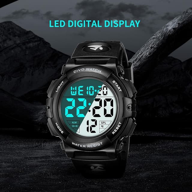 Detalle 2 de CIVO Mens Digital Sports Watch with Military-Style Big Numbers, 50m Waterproof & LED Backlight