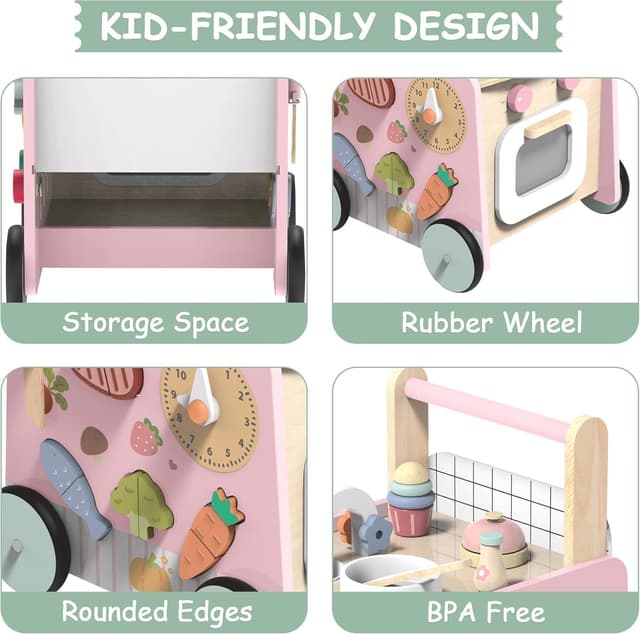 Thumbnail 4 de VITONIS Girello per bambini in legno con 8 giochi