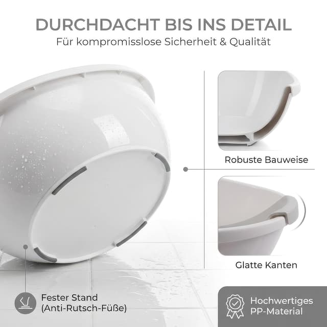 Detalle de BabybeFun Baby-Badewanne mit Badewanneneinsatz für Neugeborene – rutschfest, für Dusche und Badewanne (0–12 Monate)