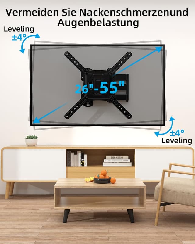Detalle de HOME VISION TV-Wandhalterung schwenkbar & neigbar (Vollbeweglich) für 26–55 Zoll bis 40 kg, Extra langer Arm 52 cm, max. VESA 400x400