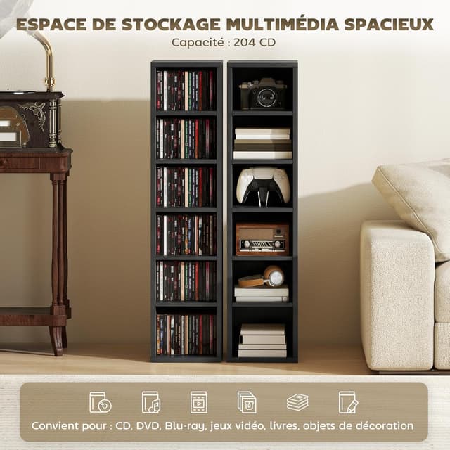 Thumbnail 3 de HOMCOM Lot 2 étagères CD Noir 12 compartiments