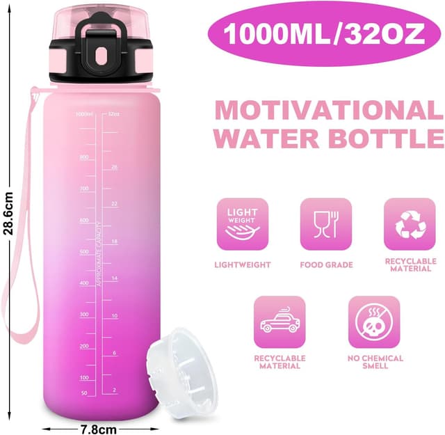 Detalle de JAPORIA gourde sport 1 L avec marqueur de temps et filtre