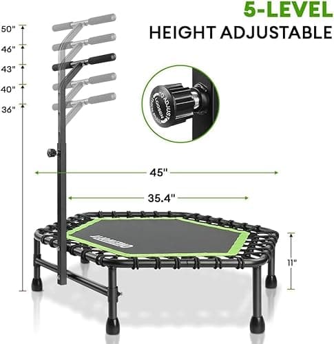Detalle 2 de ONETWOFIT Trampolín de Fitness 107/114cm con Rebote Bungee 🏃♀