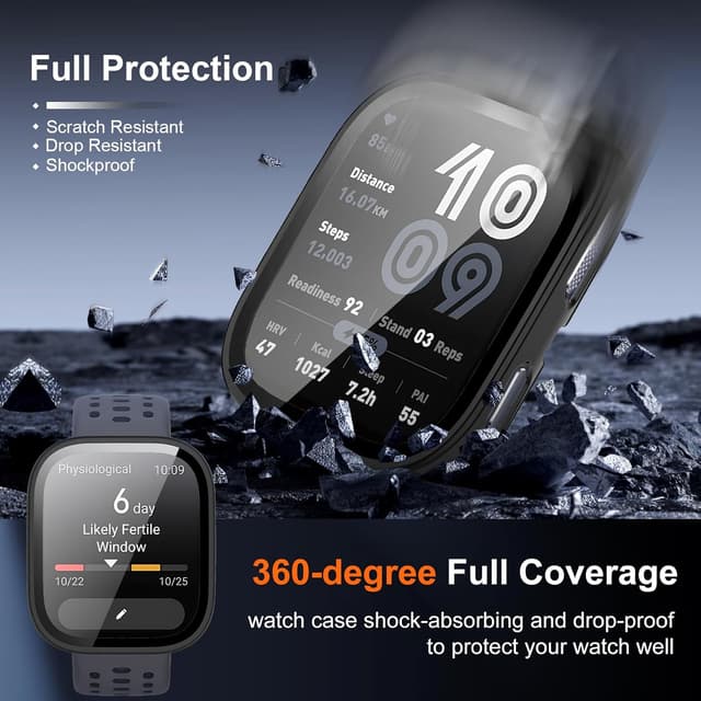 Detalle 2 de Vanrain Schutzhülle für Amazfit Bip 6 (2 Stück) mit gehärtetem Glas für Rundum-Schutz