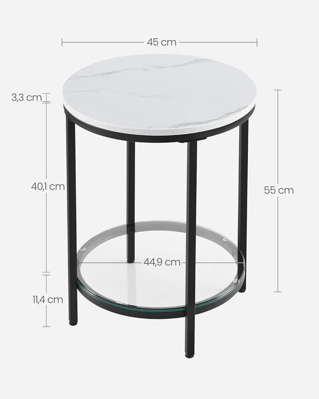 Detalle de VASAGLE LET285B13 table d’appoint 45 x 55