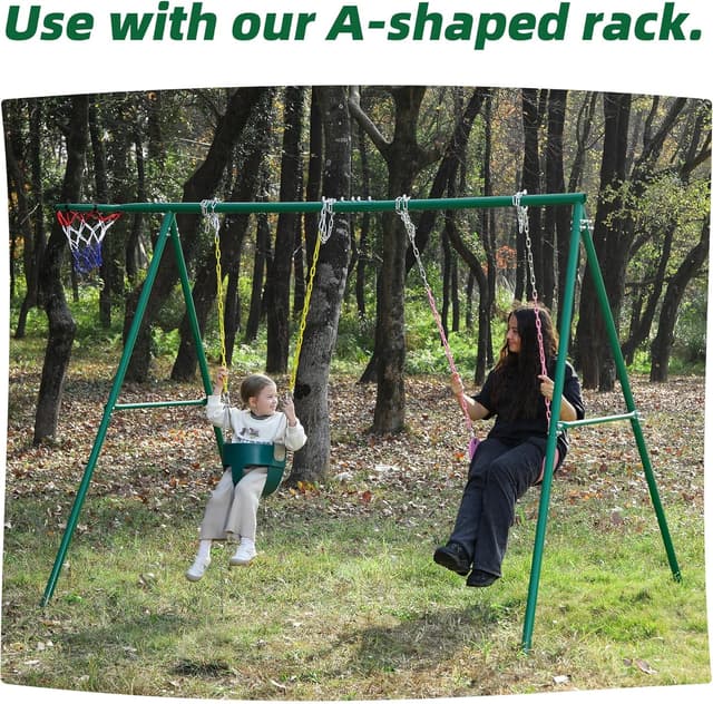 Detalle de High Back Full Bucket Toddler Swing Seat with Yellow Coated Chains (Fully Assembled) — Outdoor Baby Swing Set Accessory