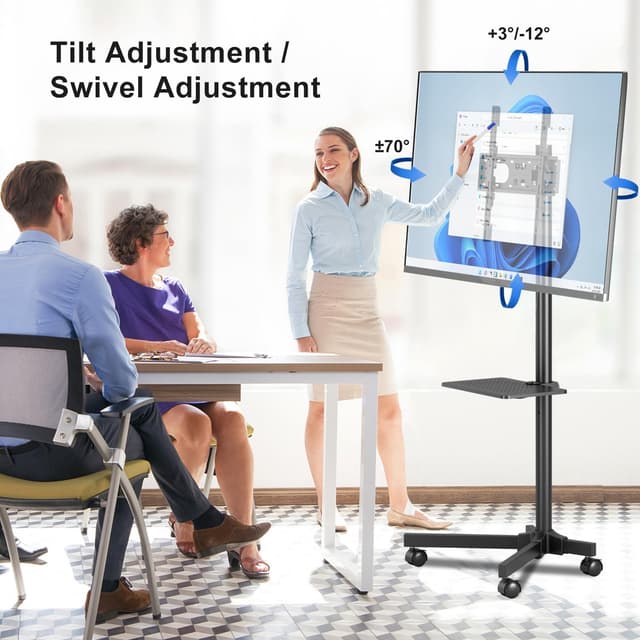 Detalle de Suptek Supporto per TV con ruote fino a 60 pollici e VESA 400x400, altezza regolabile