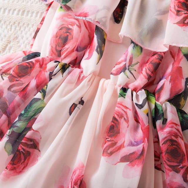 Detalle de Girls floral off-shoulder dress 1-6