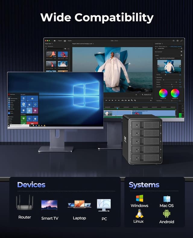 Detalle 2 de ORICO boîtier externe pour 5 disques durs USB 3.0 vers SATA avec RAID (aluminium) – 5 baies