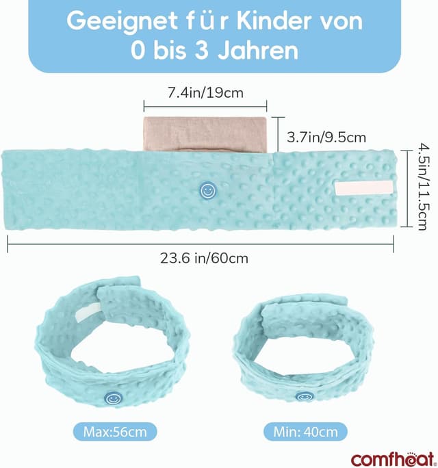 Detalle de Comfheat Koliken- & Gas-Relief Heiz-Tummy-Wrap für Babys (0–3 Jahre), blau